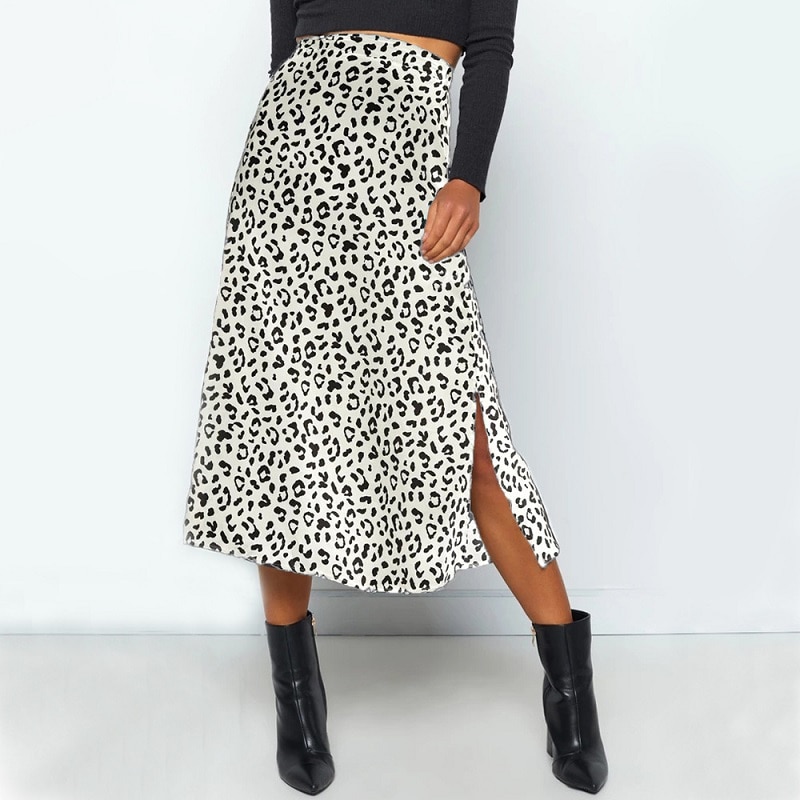 Women's Elegant Leopard Pattern Midi Skirts