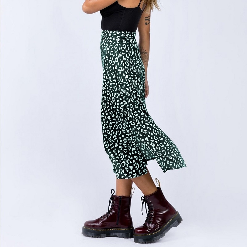 Women's Elegant Leopard Pattern Midi Skirts