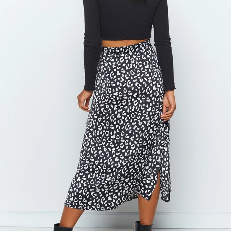 Women's Elegant Leopard Pattern Midi Skirts