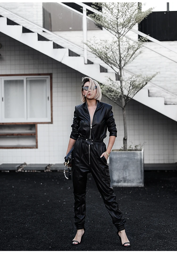 Women's Eco-Leather Jumpsuit