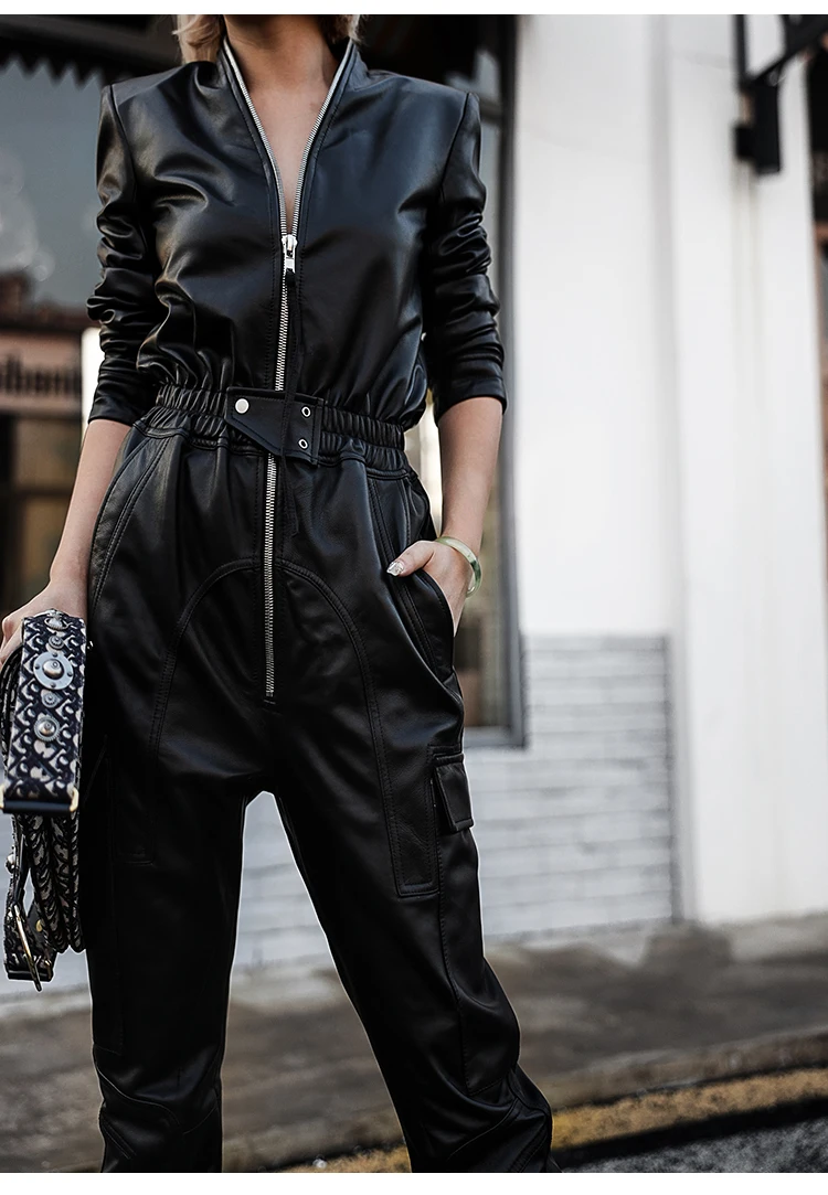 Women's Eco-Leather Jumpsuit