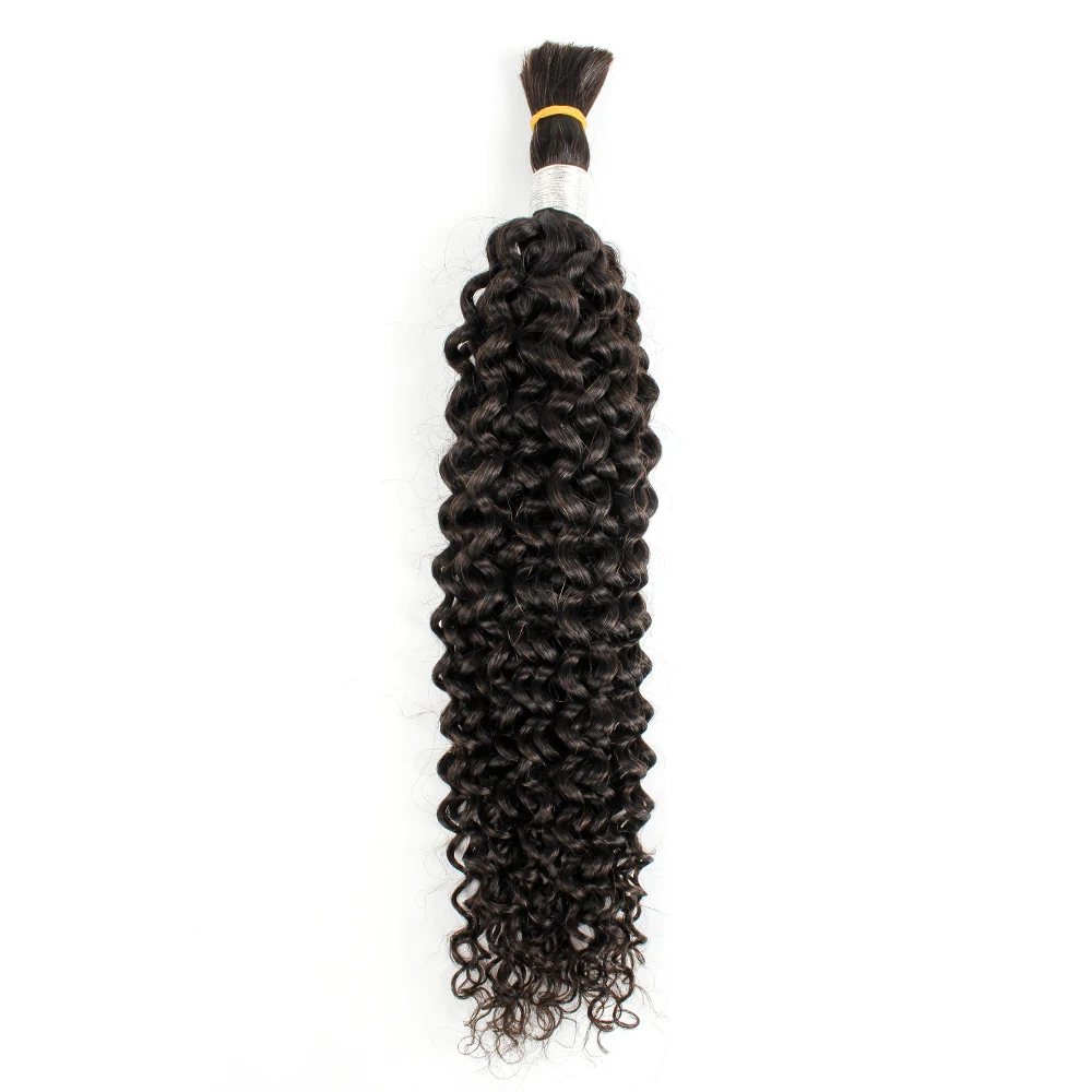 Bulk Hair For Braiding Jerry Curly Remy Indian Human Hair 10 to 24 Inches No Wefts 100g/piece Natural Color Hair Extension