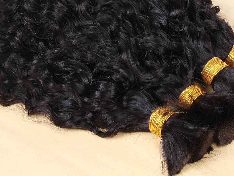 Bulk Water Wave Human Hair for Braiding No Weft Double Drawn Full End Burmese Braiding Human Hair Extensions for Boho Braids