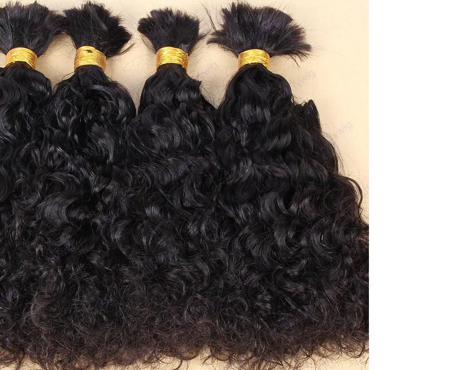 Bulk Water Wave Human Hair for Braiding No Weft Double Drawn Full End Burmese Braiding Human Hair Extensions for Boho Braids