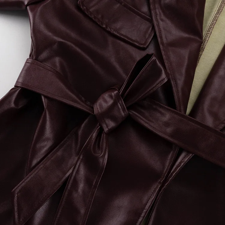 Tossy Vintage PU 2 Piece-Set Trousers Female Lace-Up Pocket Fashion Outwear Streetwear Autumn 2024 Patchwork Women's Pants Sets