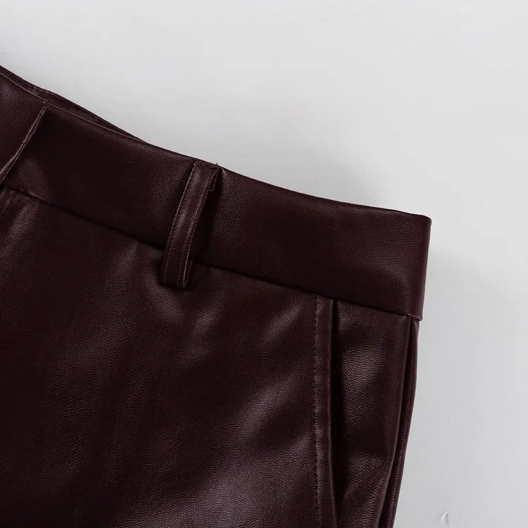 Tossy Vintage PU 2 Piece-Set Trousers Female Lace-Up Pocket Fashion Outwear Streetwear Autumn 2024 Patchwork Women's Pants Sets