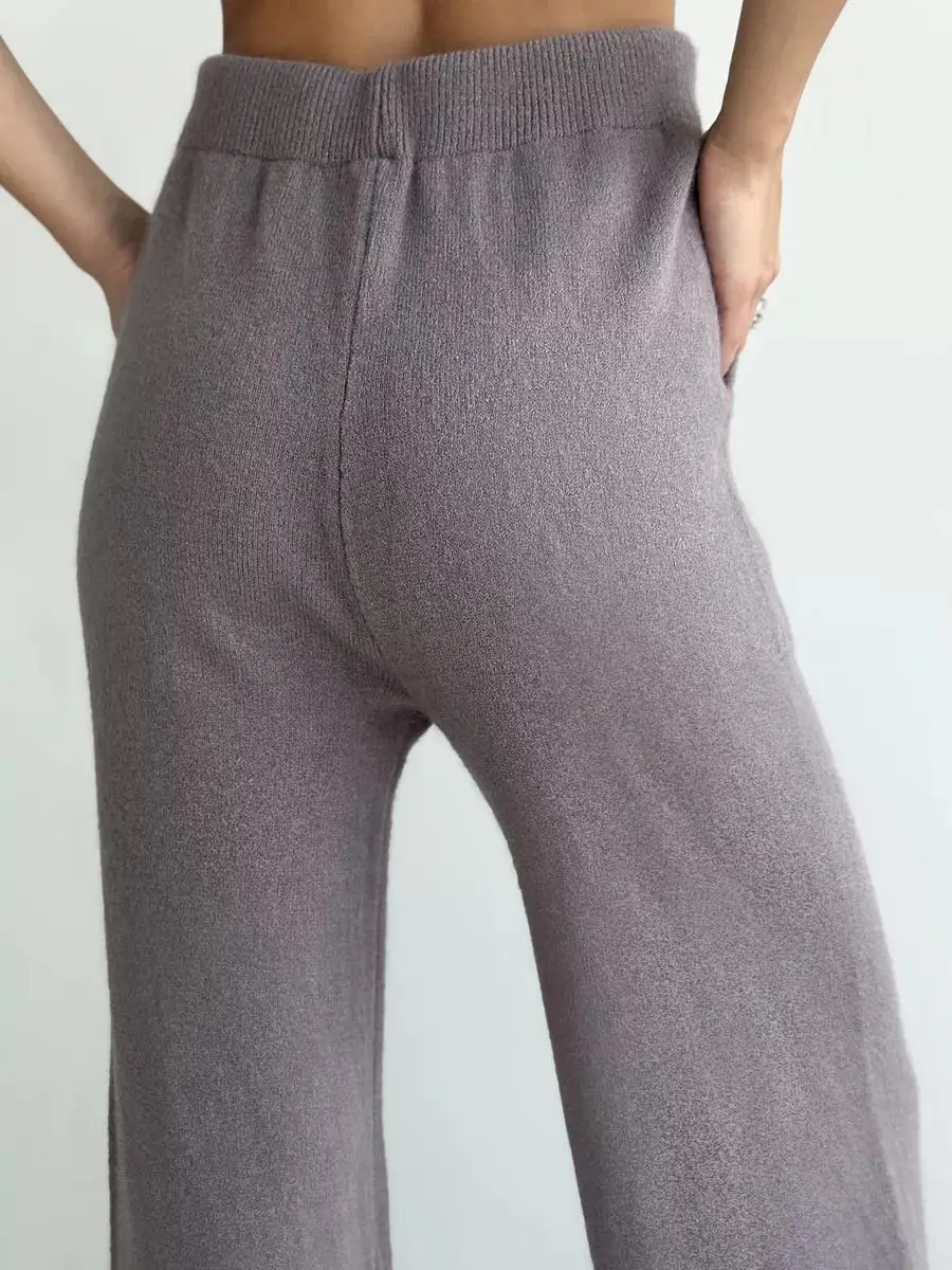 Tossy Knit Zipper Women's Pants Sets For Women Slim Lapel Long Sleeve Pullover And Patchwork Straight Legg 2 Piece-Set Winter