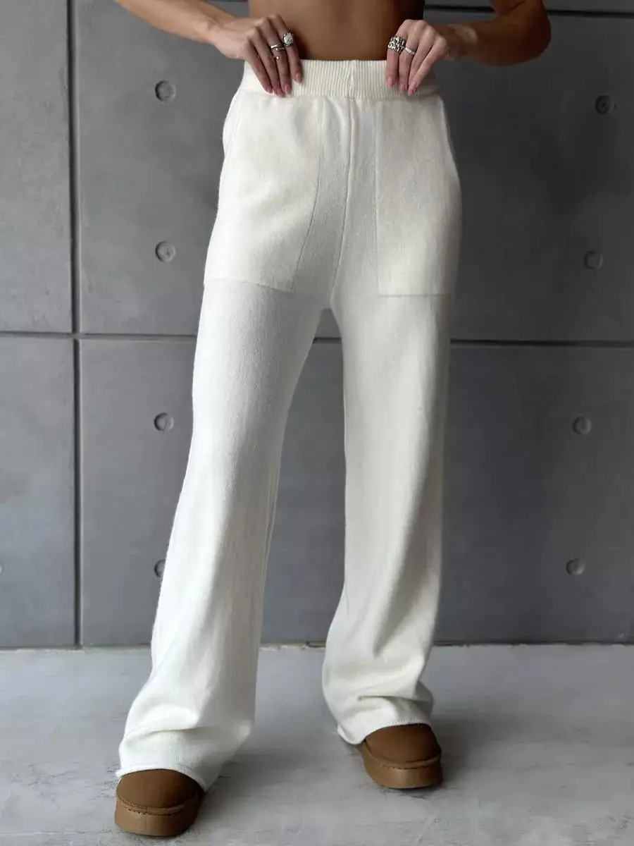 Tossy Knit Zipper Women's Pants Sets For Women Slim Lapel Long Sleeve Pullover And Patchwork Straight Legg 2 Piece-Set Winter