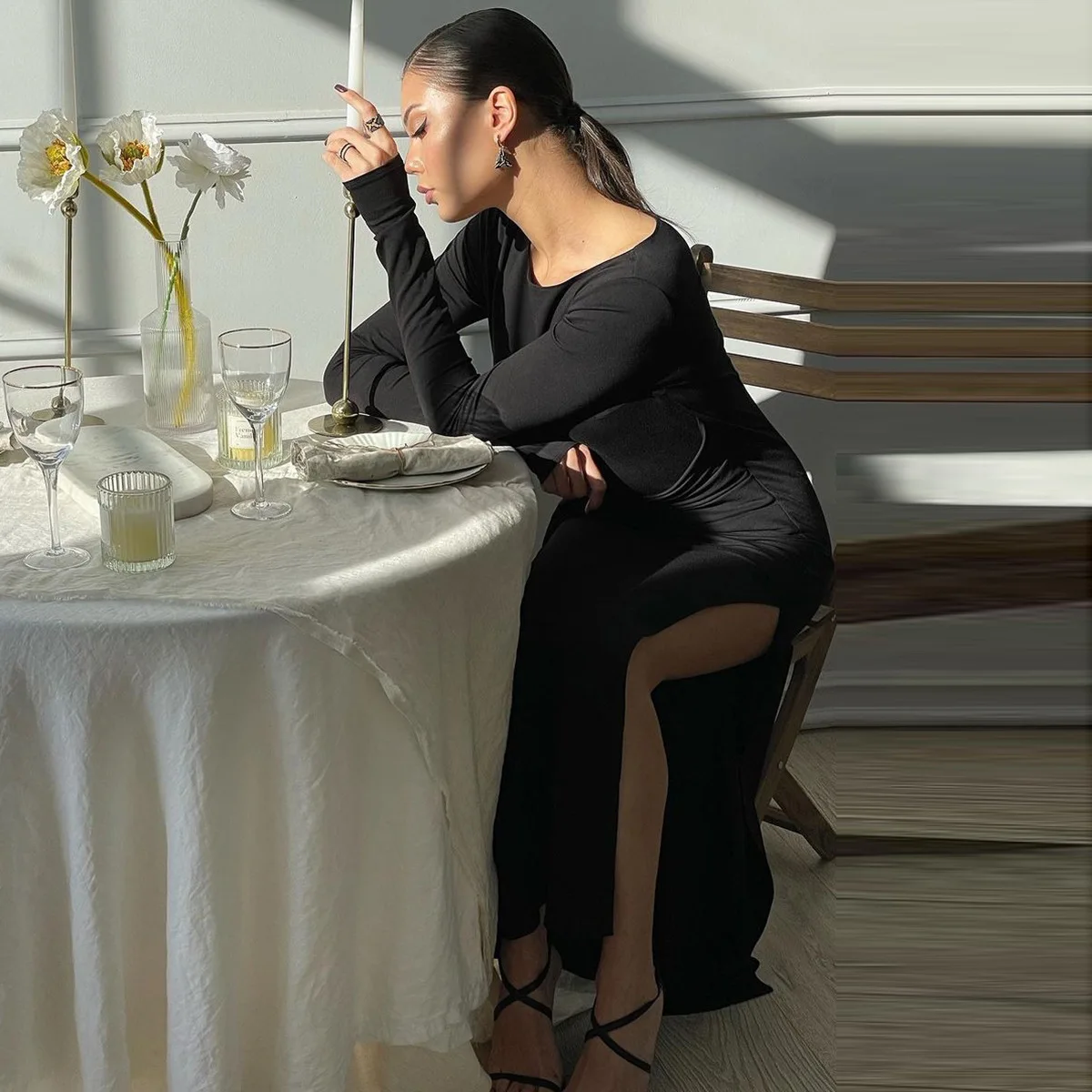 Patchwork Side Split Maxi Dress