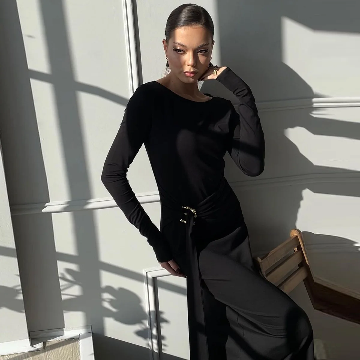 Patchwork Side Split Maxi Dress