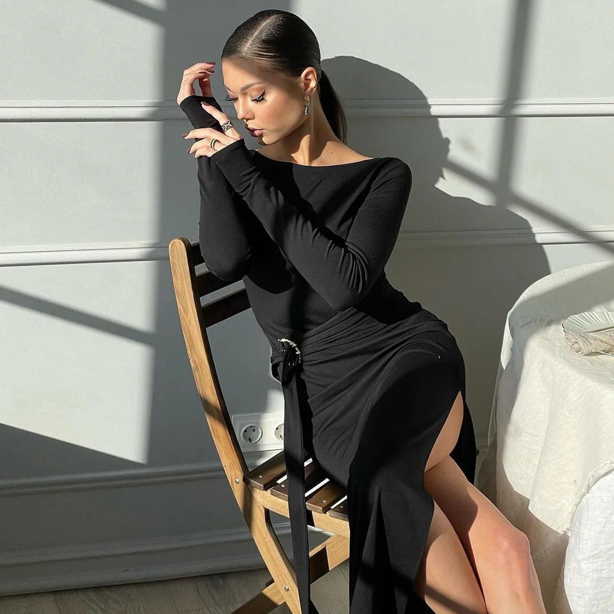 Patchwork Side Split Maxi Dress