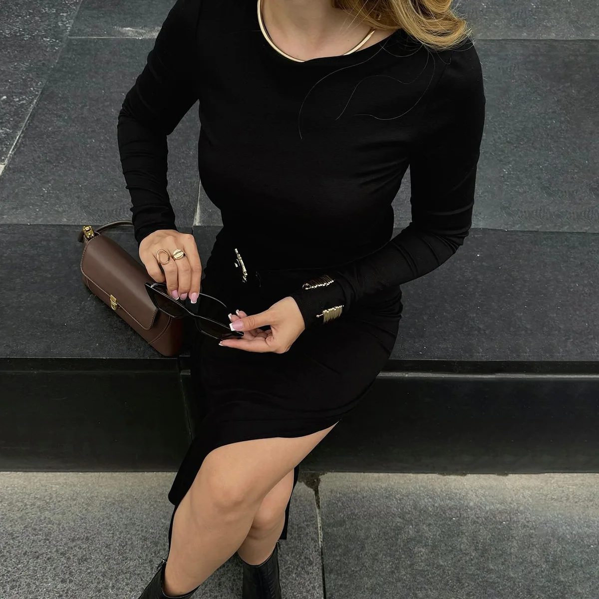 Patchwork Side Split Maxi Dress